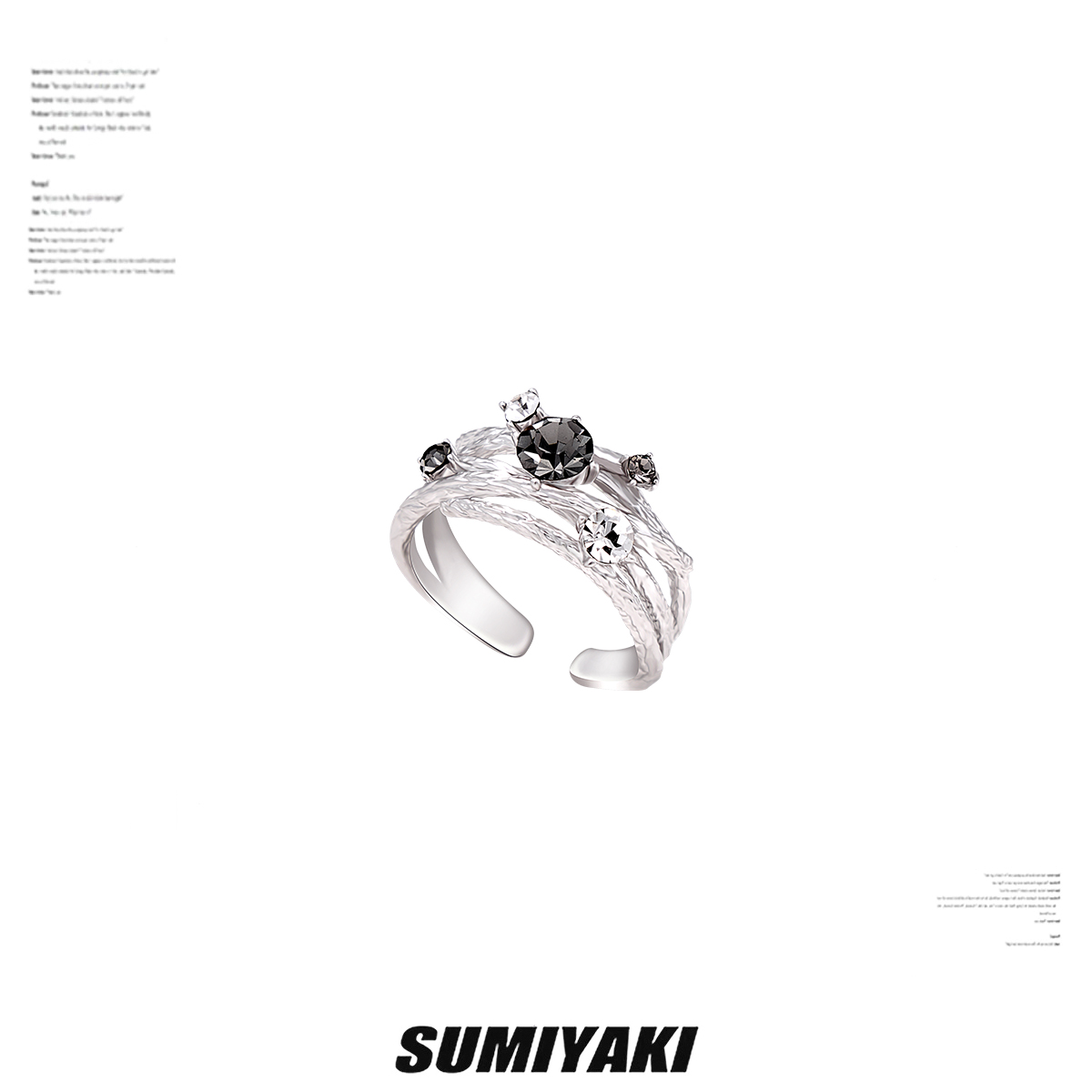 SUMIYAKI熔巖鋯石流體開口戒指