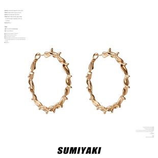 SUMIYAKI 桂冠日轮系列 太阳神C圈耳环银针耳饰 大圈显脸小