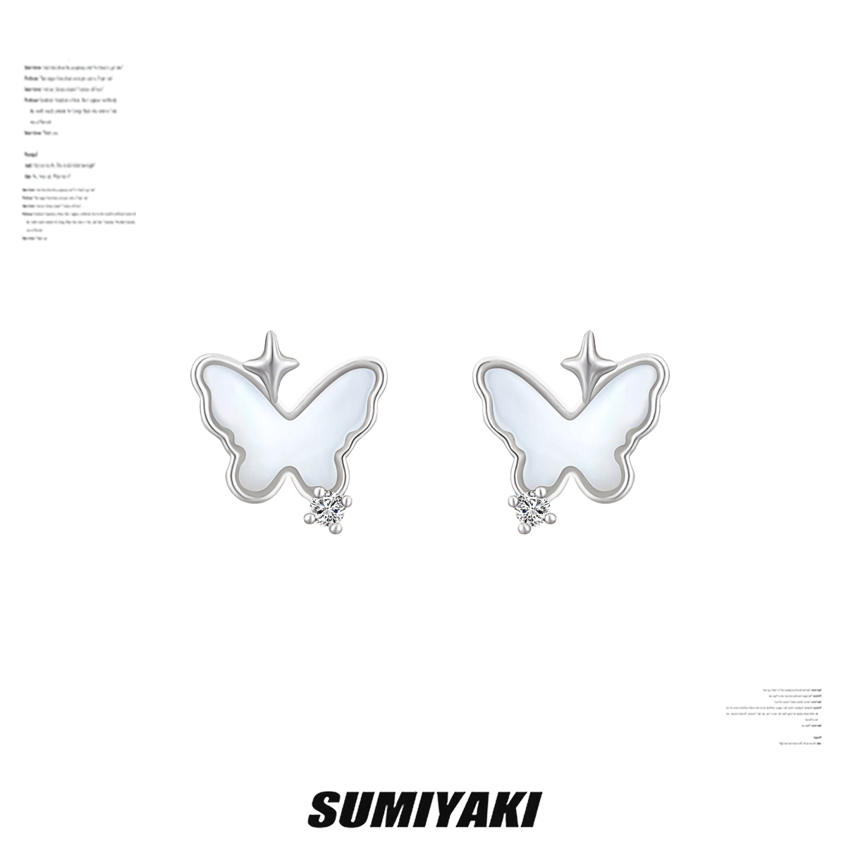 SUMIYAKI白貝母蝴蝶通勤耳環