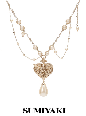 SUMIYAKI 天使爱心系列 双面浮雕爱心珍珠项链