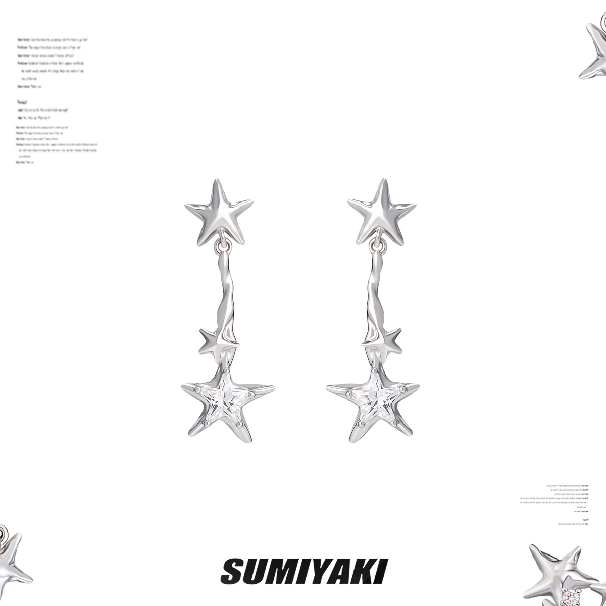 液態星星鋯石流蘇耳環高級耳飾