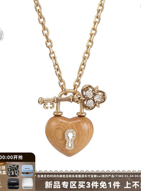 钥匙OT扣长款木头项链女