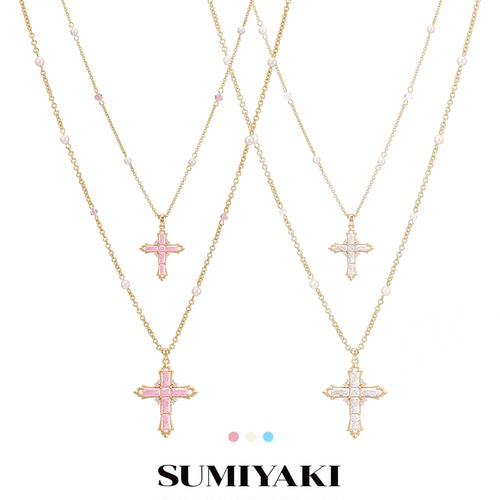 SUMIYAKI绮梦系列双层十字架珍珠项链锁骨链女款配饰吊坠2026新款