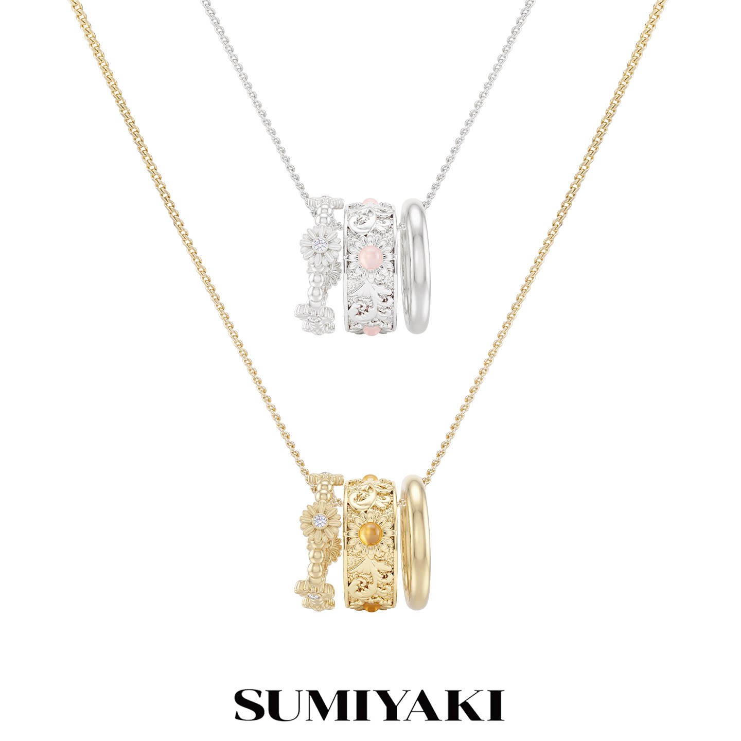 SUMIYAKI 繁花系列三环雏菊长项链高级锁骨链2026新款项链女配饰