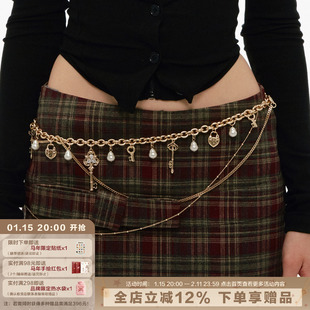 SUMIYAKI 复古爱锁芯系列多层珍珠腰链小众挂饰女