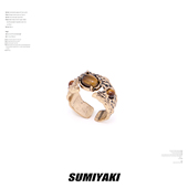 SUMIYAKI 复古雅丹风虎眼石戒指女开口戒小众秋冬设计开口指环女
