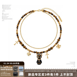 SUMIYAKI 安卡生命之瞳双层项链 埃及猫虎眼石叠戴小众锁骨链