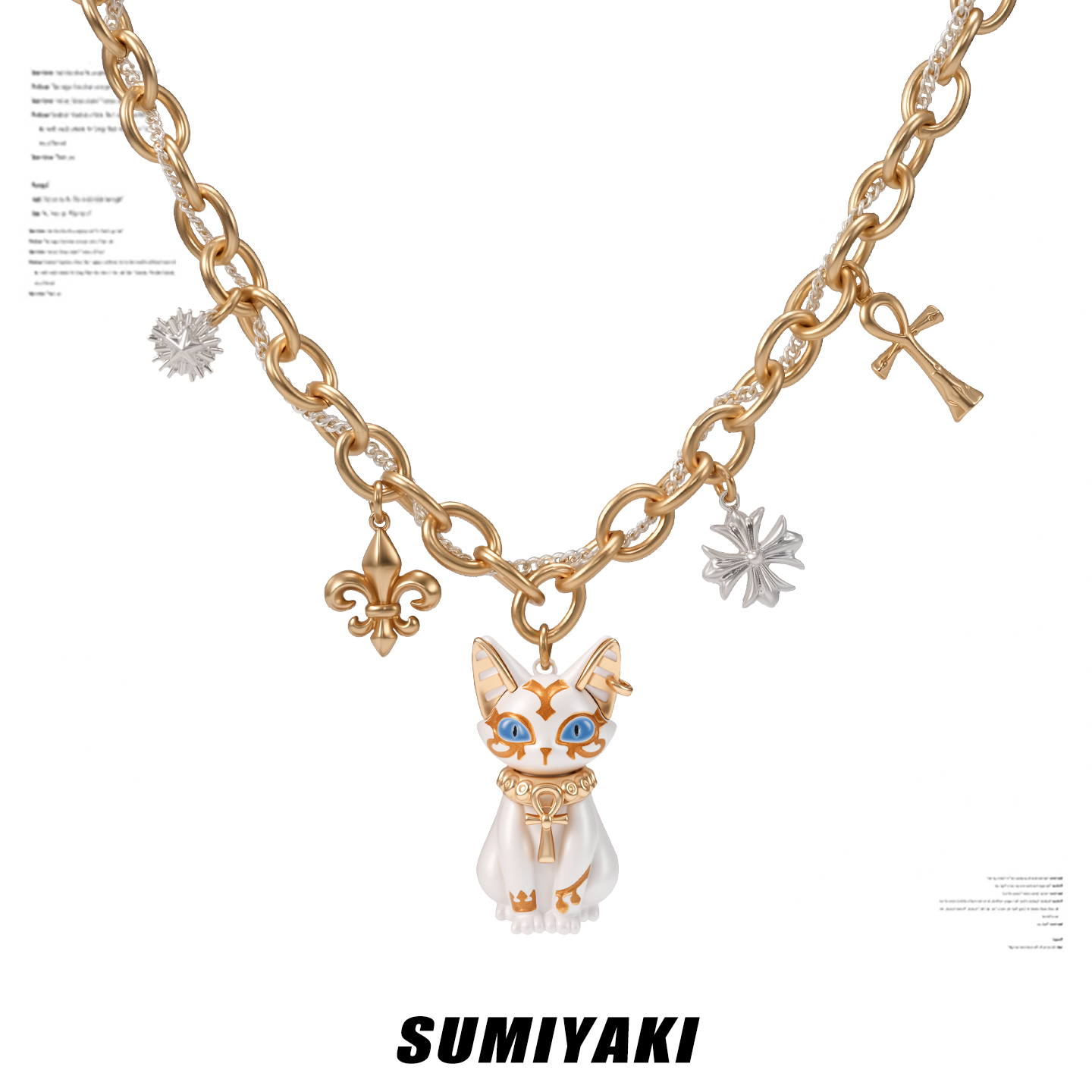 埃及法老猫项链安卡十字架锁骨链