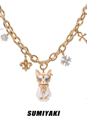 埃及法老猫项链安卡十字架锁骨链