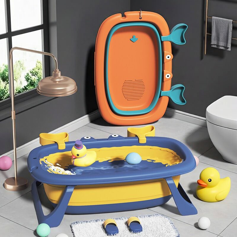 洗澡盆宝宝可折叠浴盆小孩子可坐躺小号浴桶家用新生儿童防滑加厚
