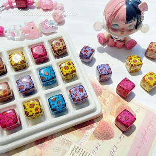 亚克力方块斑点正方彩色串珠diy手机链手链饰品材料钥匙扣配件