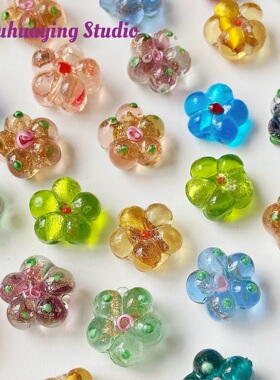 琉璃珠子花朵串珠diy手作