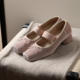 得足少女2026春 「玫瑰豆沙」原创韩国丝绒蝴蝶结纯手工粗跟单鞋