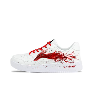 【定制球鞋】LiNing李宁 浮舟 低帮 板鞋 男款 红色涂鸦 红白色