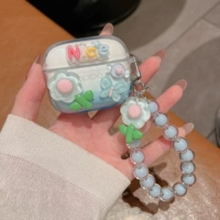 Прозрачные голубые цветы-бабочки + цепочка