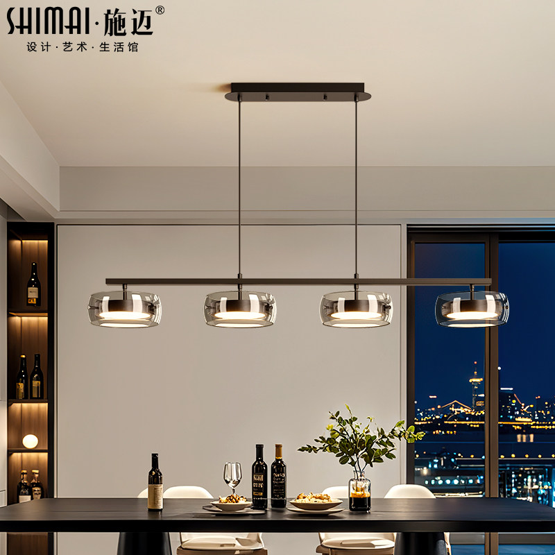 饭厅灯吊灯2025年新款高级感意式饭厅吧台岛台主灯一字长条餐桌灯