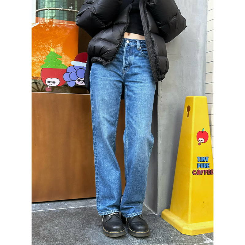 直筒烟管裤长裤常规厚度全棉显瘦