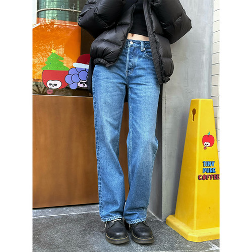 直筒烟管裤长裤常规厚度全棉显瘦