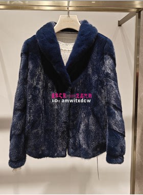 Koradior珂莱蒂尔皮草NS02894L5正品冬新款水貂毛裘皮外套原24900