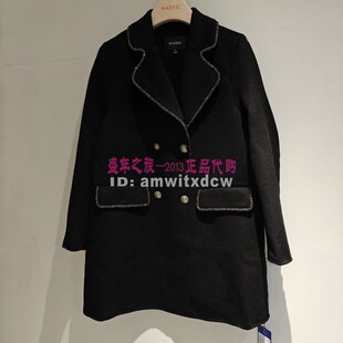 NAERSI娜尔思正品秋冬季绵羊毛大衣中长羊毛外套NL00569W0原5590