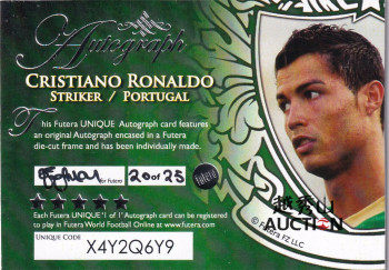 【越秀山卡价书】福特拉葡萄牙c罗25编白板切割卡签