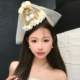 千金风金色亮片网纱蝴蝶结礼帽发夹女生日拍照道具发卡氛围感头饰