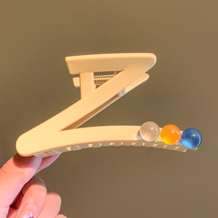韩系高级感黄色z字型抓夹女后脑勺大号盘发鲨鱼夹发卡夹子头饰
