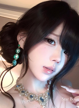 法式千金风绿色贝壳流苏耳环女高级感海边度假氛围感耳钉绝美耳饰