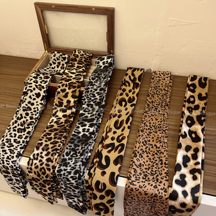 豹纹丝巾女新款 复古豹纹系脖颈带千禧辣妹风薄款 丝巾装 饰领巾 美式