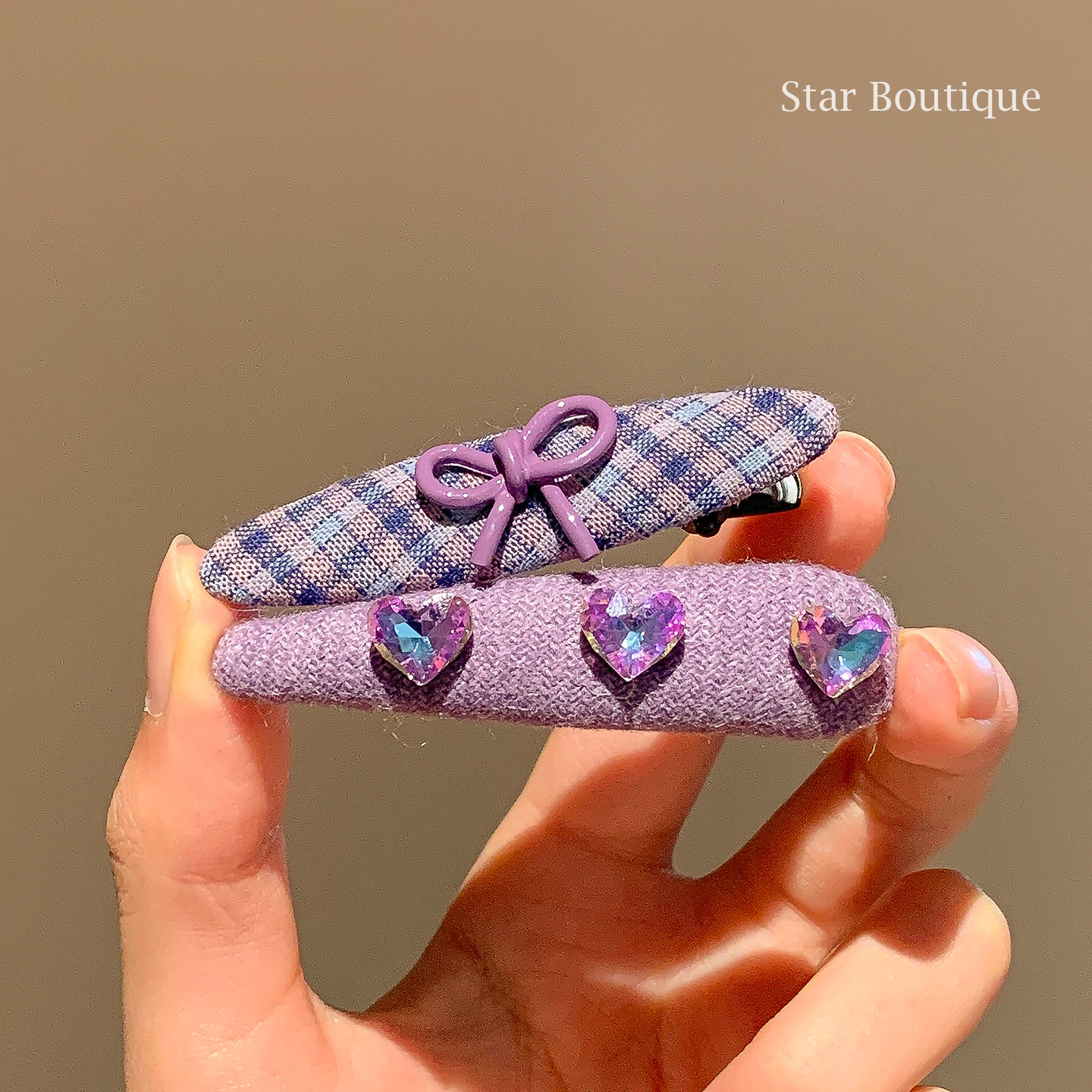 高级感紫色格纹蝴蝶结水钻发夹女气质前额侧边碎发刘海夹头饰发卡,饰品/流行首饰/时尚饰品新,发饰,淘宝优惠券,粉丝福利购,淘宝优惠卷