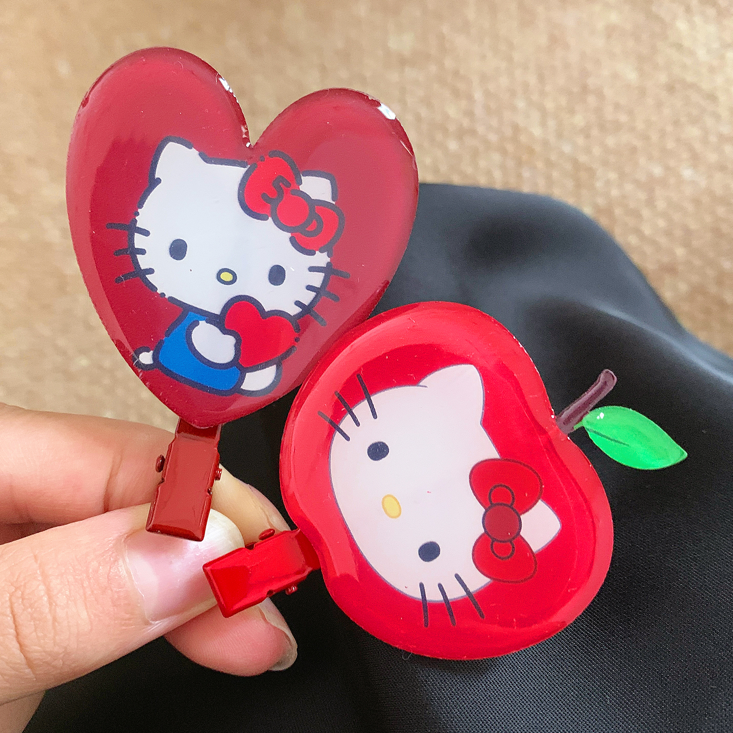 可爱卡通红色苹果爱心Kitty发夹