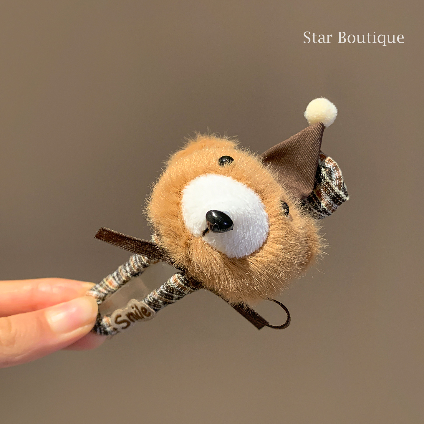 秋冬可爱蝴蝶结小熊毛绒抓夹女