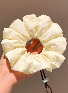 韩系黄色布艺设计感抽绳大肠发圈女超大丸子头扎头发头绳百搭头饰