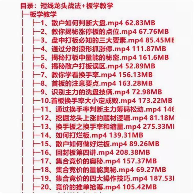 龙头战法+涨停板学37节课高清视频讲解全套短线交易技巧课程实战 - 实物图