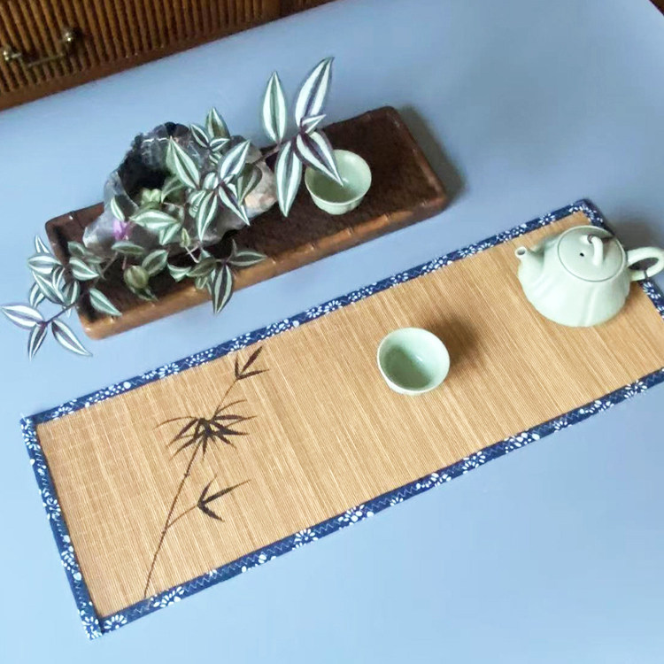茶席竹席竹帘垫日式禅意隔热桌旗双面茶具配件功夫茶竹茶席茶垫,居家布艺,茶席,淘宝优惠券,粉丝福利购,淘宝优惠卷