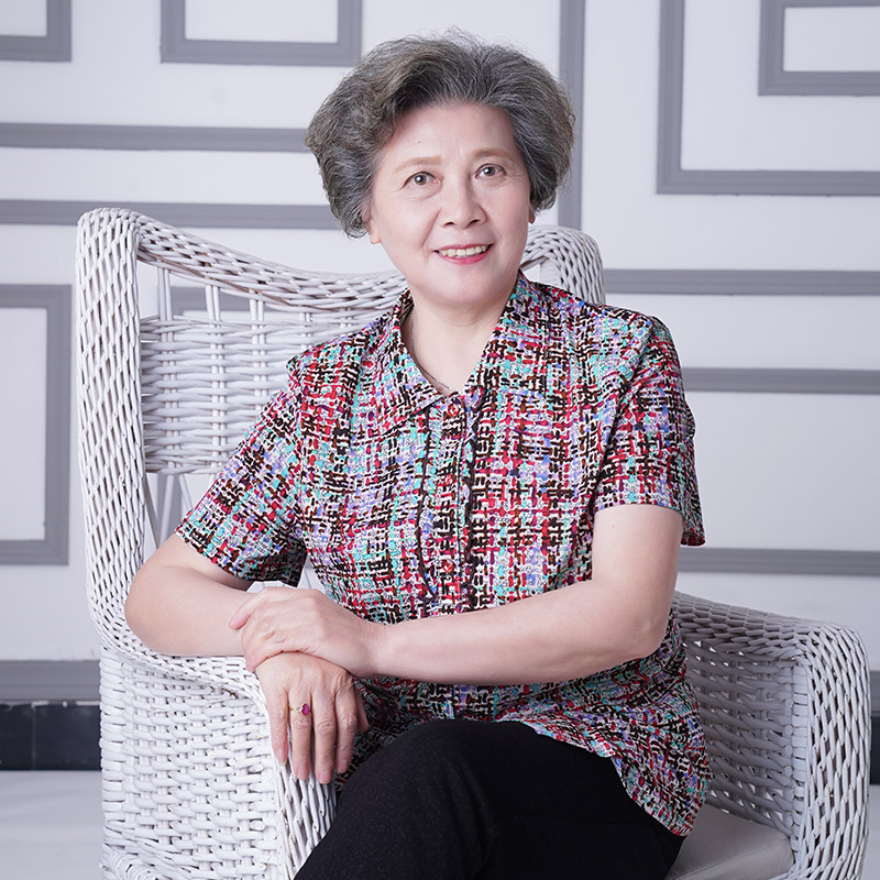 神采夫人妈妈奶奶夏季花色短袖
