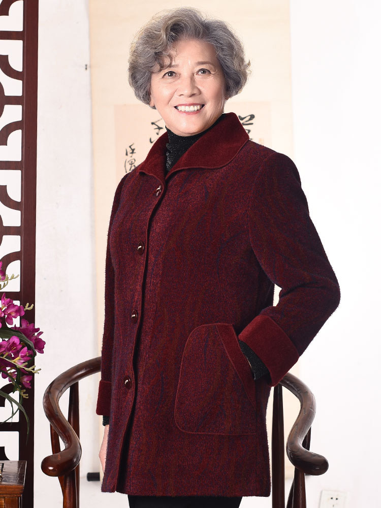 神采夫人奶奶秋冬装妈妈大衣