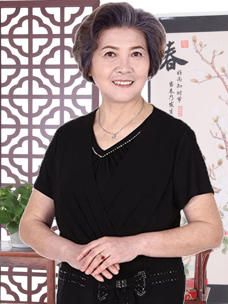 神采夫人奶奶装纯色T恤衬衫衬衣