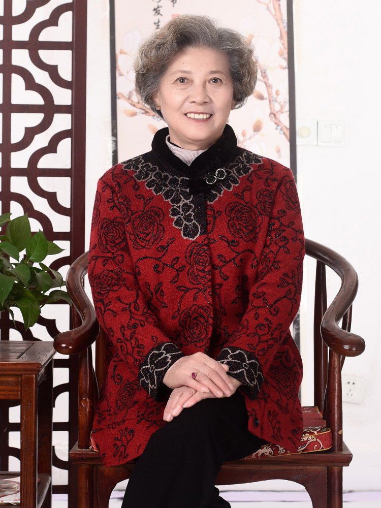 神采夫人奶奶冬装羊毛衫开衫外套