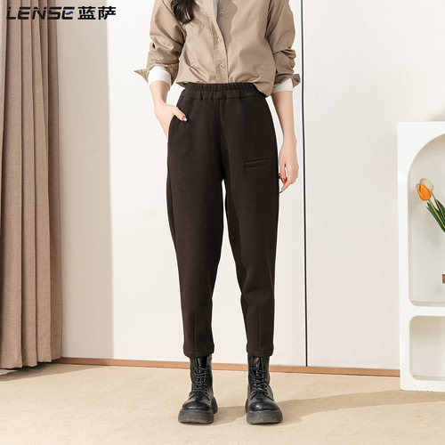 蓝萨小个子八分毛呢裤子