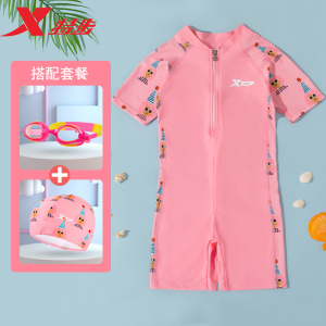 特步儿童泳衣女童夏小中大童女孩连体游泳衣宝宝2022新款防晒泳装