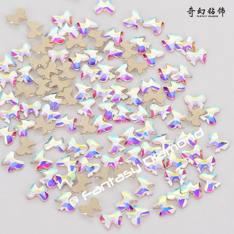 奇幻 精品奥钻异型平底钻蝴蝶白ab美甲钻包包贴diy饰品材料亮钻