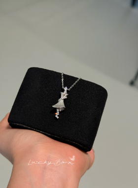 「芭蕾女孩」925银镀铑星光点点项链轻奢高级舞者裙摆流苏锁骨链