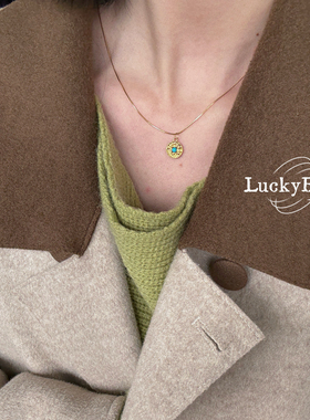 「有钱花」天然美松绿松石18k金钱币项链原创设计百搭精致通勤女