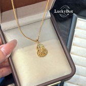 「福禄闪耀」车花镭射925银镀金葫芦项链小众设计新中式 国风新年