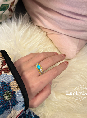 「蛊惑」天然美松绿松石睡美人925银拉丝开口戒指布布风中古宫廷