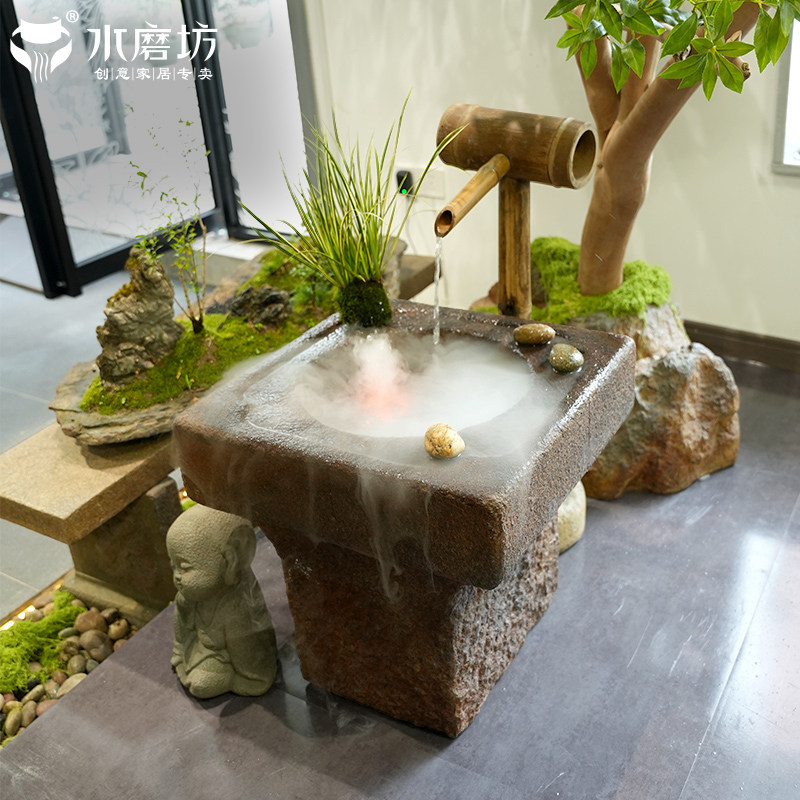 水磨坊中式户外仿石槽流水摆件庭院鱼池造景布置客厅茶室水景装饰,家居饰品,流水摆件,淘宝优惠券,粉丝福利购,淘宝优惠卷
