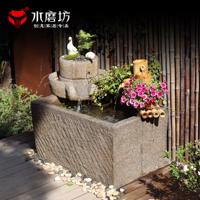 新中式庭院花园阳台假山造景鱼池