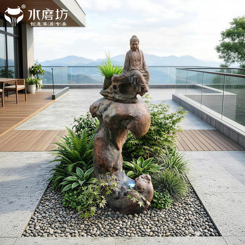 水磨坊禅意佛像创意造景装饰摆件