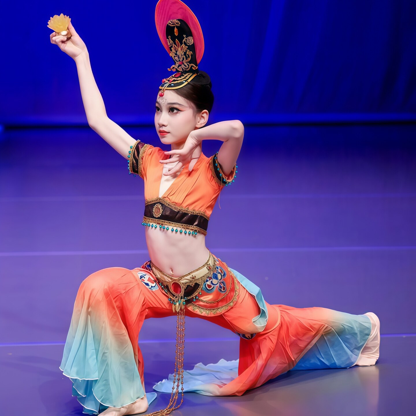 女童敦煌飞天反弹琵琶演出服图片
